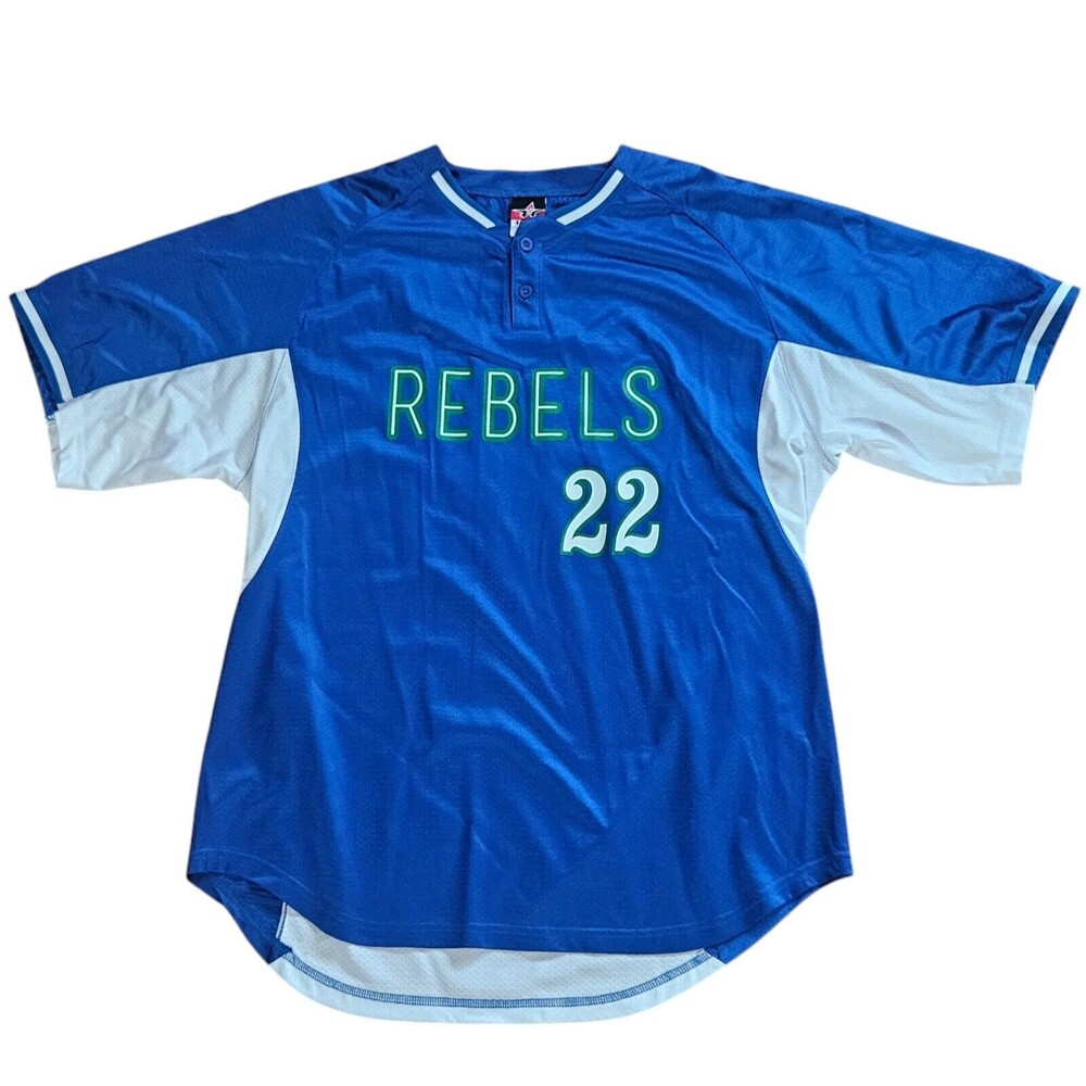 Alleson Athletic Baseball Jersey Rebels #22 Men's Size L Blue New With Tags